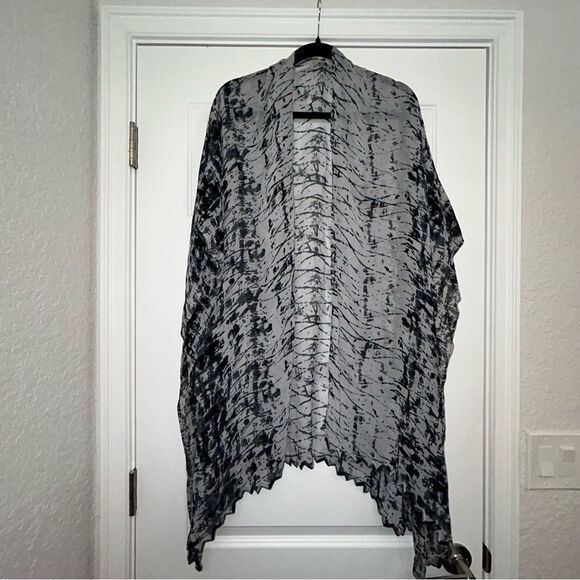 Soft Surroundings Tie Dye Mix Print Open Front Kimono Shawl Top - Picture 5 of 11